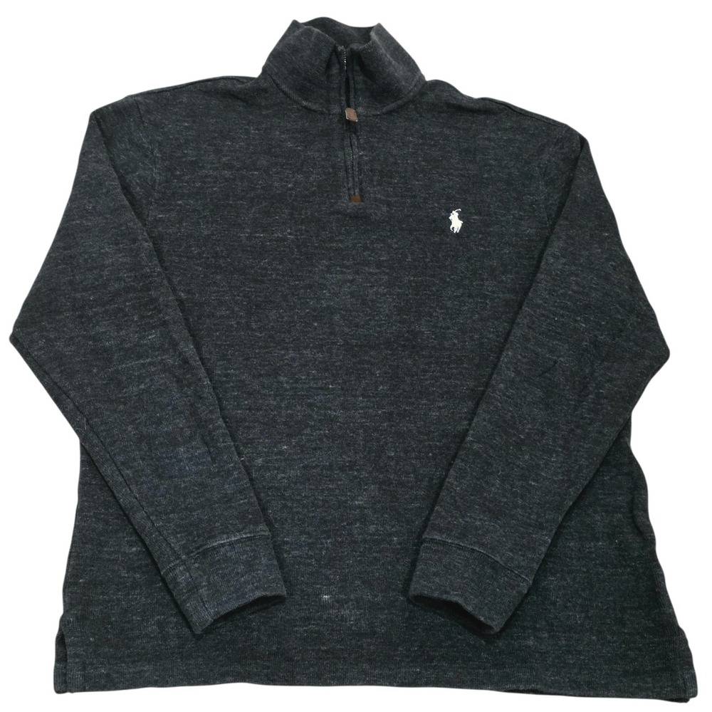 Polo Ralph Lauren 1/4 Zip Pullover Men's M Charcoal Gray Heather Pony Sweater